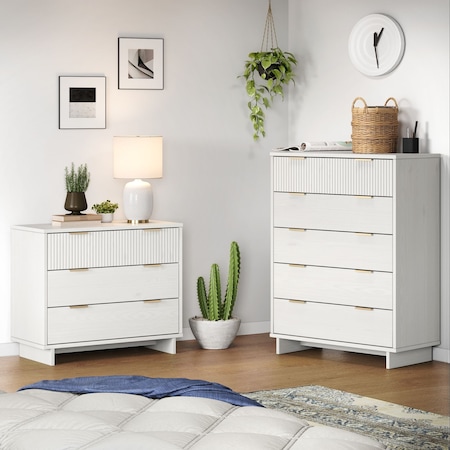 Manhattan Comfort Granville White 3-Drawer Dresser and 5-Drawer Chest, Set of 2 GRAN021